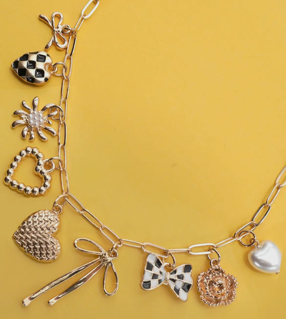 charm necklace - checker heart