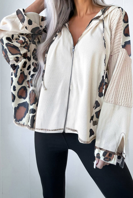 oversized leopard zip up