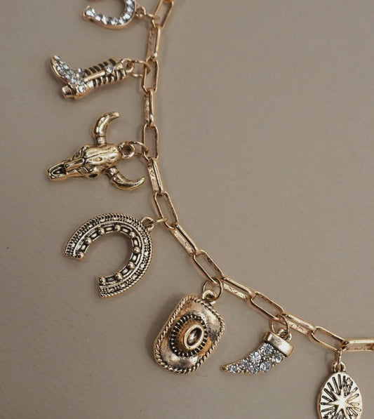 charm necklace - western horseshoe