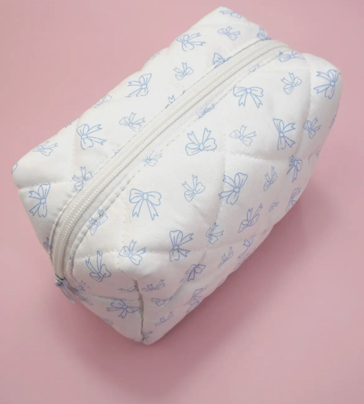 quilted cotton bow cosmetic bag