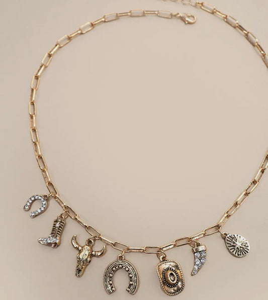 charm necklace - western horseshoe