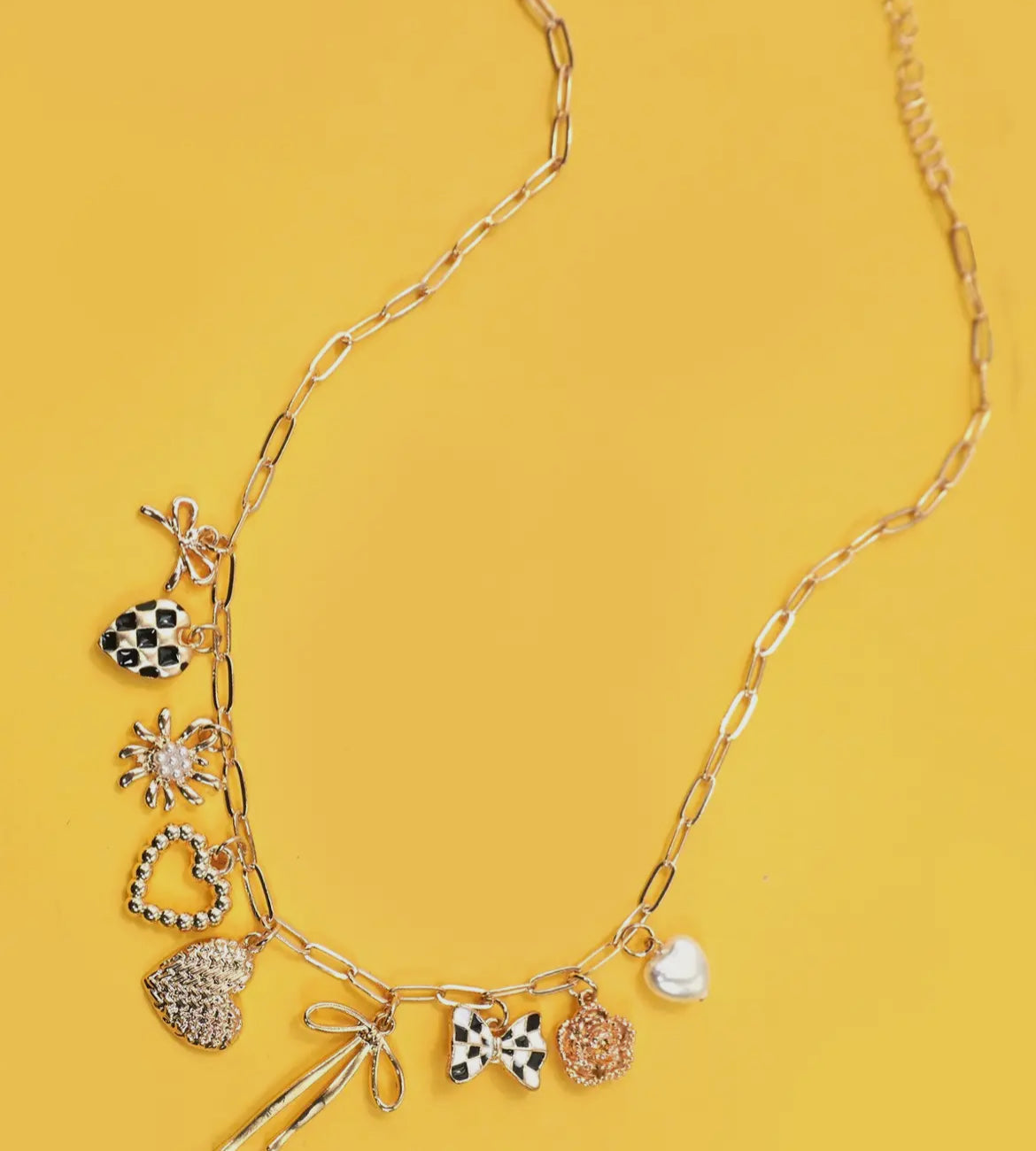 charm necklace - checker heart