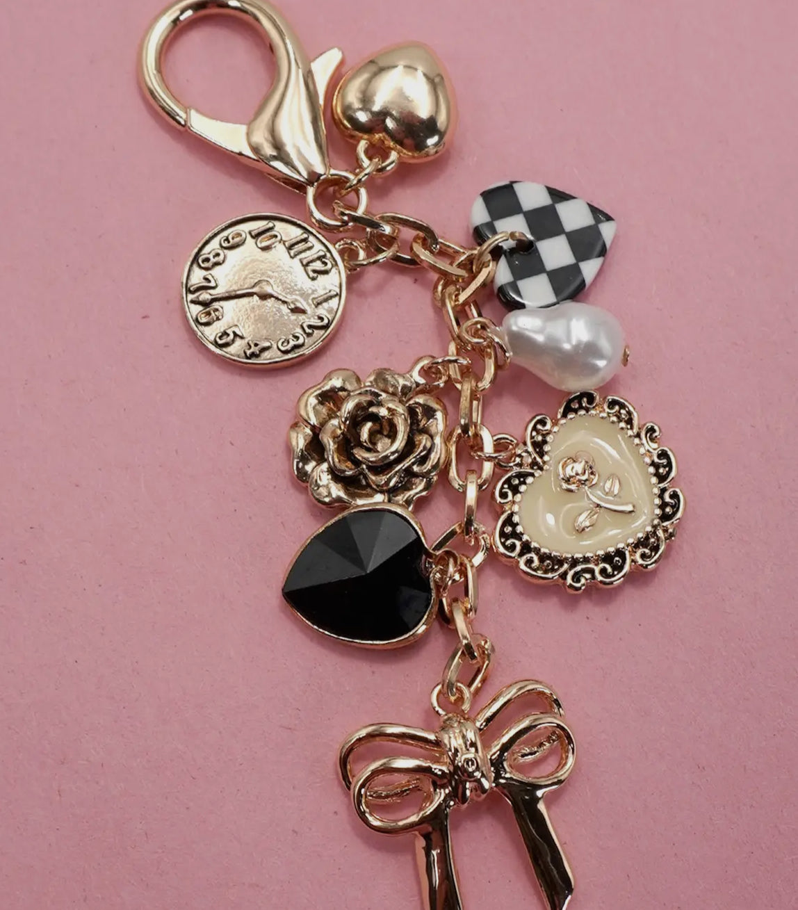 checker heart bag charm