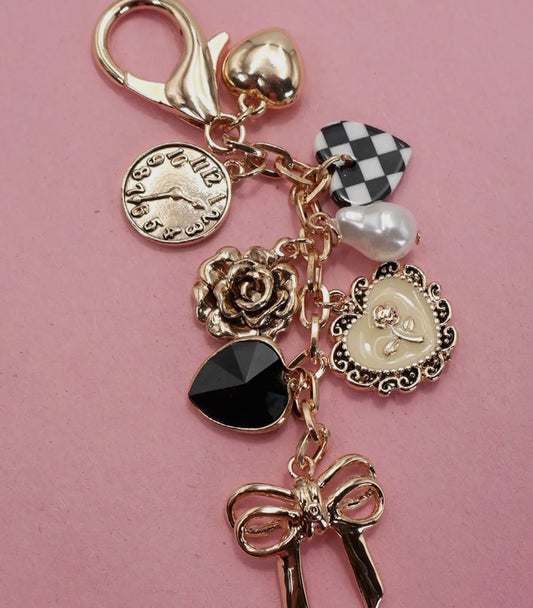 checker heart bag charm