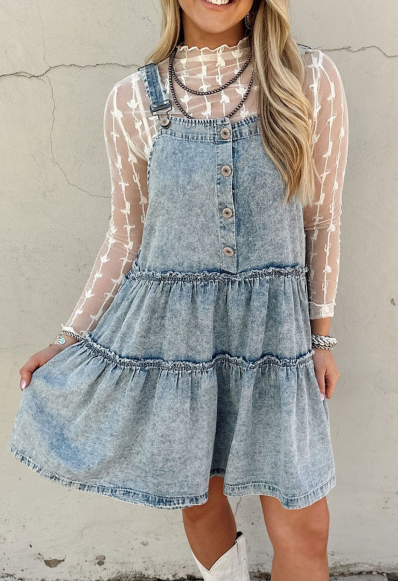 Denim light wash flowy dress