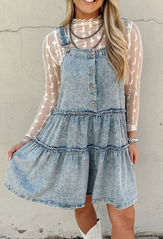 Denim light wash flowy dress